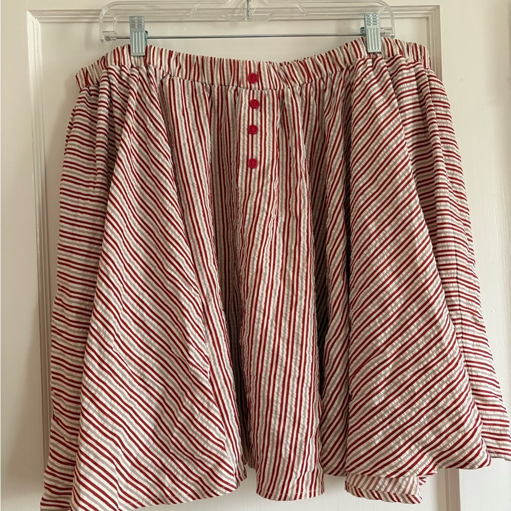 Cider Red and White Striped Circle Skirt